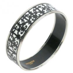 مملوكة مسبقًا Hermes Balcons du Guadalquivir Cloisonne Black and White Enamel Bangle 20CM
