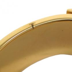 Pre Owned Hermes Clic Clac H Wide Gold-Plated Brown Enamel Bracelet PM