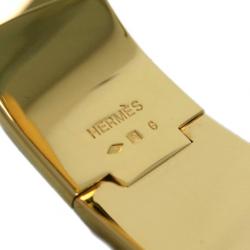 Pre Owned Hermes Clic Clac H Wide Gold-Plated Brown Enamel Bracelet PM