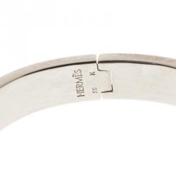 Pre Owned Hermes Clic Clac H Black Enamel Palladium Plated Narrow Bracelet PM
