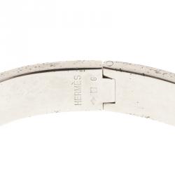 Pre Owned Hermes Loquet Red Enamel Palladium Plated Narrow Bracelet PM