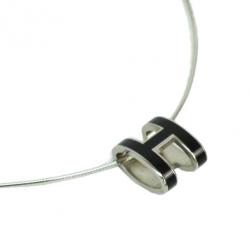 Pre Owned Hermes Black Laquered Pop H Pendant Necklace