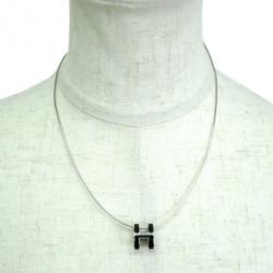 Pre Owned Hermes Black Laquered Pop H Pendant Necklace