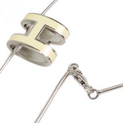 مملوكة مسبقًا Hermes Pop H White Laquered Pendant Necklace