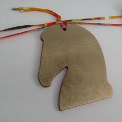 Pre Owned Hermes Red/Gold Lacquer Reversible Samarcande Ornament Bag Charm