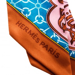 Pre Owned Hermes Multicolor Printed Silk Twilly Scarf 