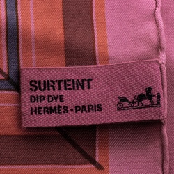 Pre Owned Hermes Pink Silk Surtient Horse Printed Silk Square Scarf