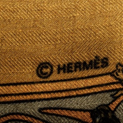 Pre Owned Hermes Mustard and Green Cashmere and Silk Printed Kachinas Scarf