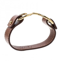 مملوكة مسبقًا Hermes Pavane Brown Leather Gold Plated Bracelet L
