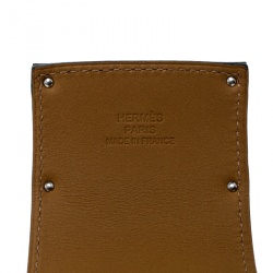 Pre Owned Hermes Kelly Dog Extreme Blue Leather Palladium Plated Wide Bracelet S