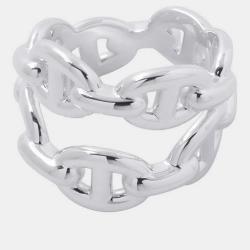 مملوكة مسبقًا Hermes Chaine d'Ancre Double Row Size 49 Silver Women's Ring