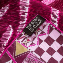 Pre Owned Hermes Pink Printed Silk Pelages Et Camouflage Square Scarf