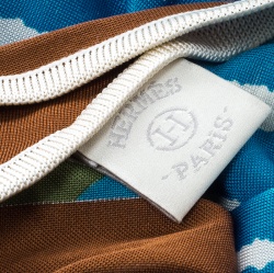 Pre Owned Hermes La Mediterranee Printed Silk Jersey Triangle Scarf