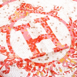 Pre Owned Hermes Orange Mosaique Au 24 Printed Silk Square Scarf