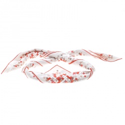 Pre Owned Hermes Orange Mosaique Au 24 Printed Silk Square Scarf