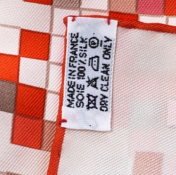 Pre Owned Hermes Orange Mosaique Au 24 Printed Silk Square Scarf