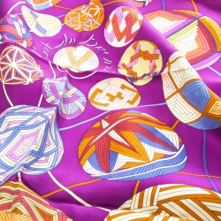 Pre Owned Hermes Purple L'art Du Temari Printed Silk Square Scarf