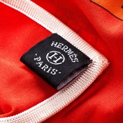 Pre Owned Hermes Red Mors and Filets Printed Silk Jersey Square Scarf
