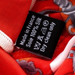 Pre Owned Hermes Red Mors and Filets Printed Silk Jersey Square Scarf