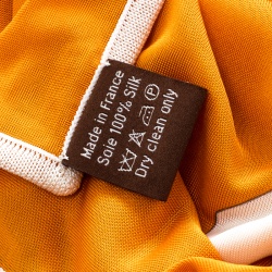 Pre Owned Hermes Orange Caleche Elastique Printed Silk Jersey Square Scarf