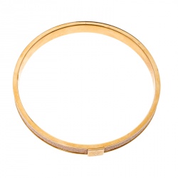 Pre Owned Hermès Kawaii 7 Pink Leather Rose Gold Tone Bangle Bracelet