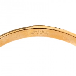 Pre Owned Hermès Kawaii 7 Pink Leather Rose Gold Tone Bangle Bracelet