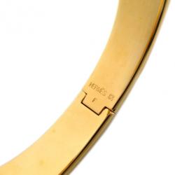 Pre Owned Hermes Clic Clac H Orange Enameled Gold-Plated Bracelet PM