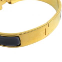 Pre Owned Hermes Clic Clac H Purple Enameled Gold-Plated Bracelet PM