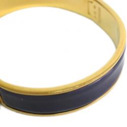 Pre Owned Hermes Clic Clac H Purple Enameled Gold-Plated Bracelet PM