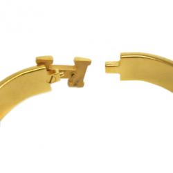 Pre Owned Hermes Clic Clac H Purple Enameled Gold-Plated Bracelet PM