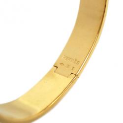 Pre Owned Hermes Clic Clac H Purple Enameled Gold-Plated Bracelet PM