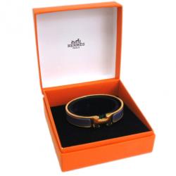 Pre Owned Hermes Clic Clac H Purple Enameled Gold-Plated Bracelet PM