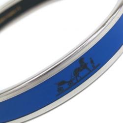 Pre Owned Hermes Printed Blue Enamel Palladium-Plated Bracelet 19CM