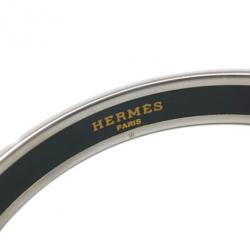 Pre Owned Hermes Printed Blue Enamel Palladium-Plated Bracelet 19CM
