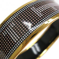 Pre Owned Hermes Wide Printed Enamel Gold-Plated Bracelet 20CM