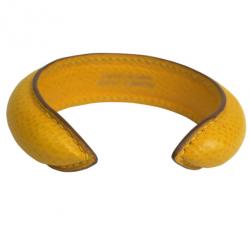Pre Owned Hermes Yellow Couchevel Leather Bangle S