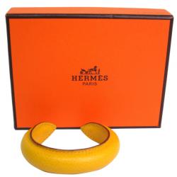 Pre Owned Hermes Yellow Couchevel Leather Bangle S