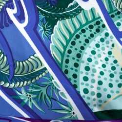 Pre Owned Hermes De La Mer Au Ciel Blue Printed Silk Square Scarf