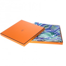 Pre Owned Hermes De La Mer Au Ciel Blue Printed Silk Square Scarf