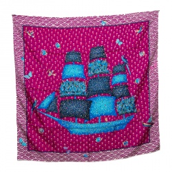 Pre Owned Hermes Multicolor Bateau Fleuri Printed Silk Square Scarf