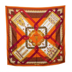 Pre Owned Hermes Multicolor Brins D'or Printed Silk Square Scarf