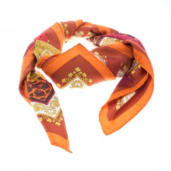 Pre Owned Hermes Multicolor Brins D'or Printed Silk Square Scarf