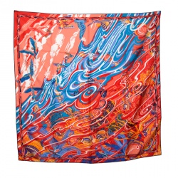 Pre Owned Hermes De La Mer Au Ciel Multicolor Printed Silk Square Scarf