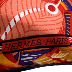 Pre Owned Hermes De La Mer Au Ciel Multicolor Printed Silk Square Scarf