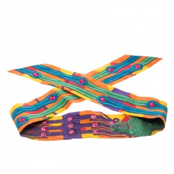 Pre Owned Hermes Multicolor Tassel Printed Silk Twilly Scarf