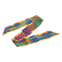 Pre Owned Hermes Multicolor Tassel Printed Silk Twilly Scarf