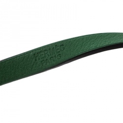 Pre Owned Hermes Hapi 3 Green Leather Gold Plated Wrap Bracelet S