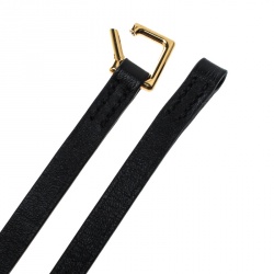 Pre Owned Hermes Dandy Pavane Black Leather Gold Plated Wrap Bracelet S