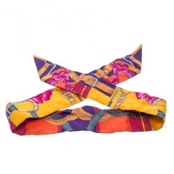 Pre Owned Hermes Multicolor Grand Manege Fleuri Printed Silk Twilly Scarf