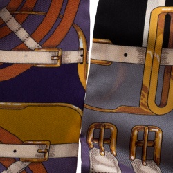 Pre Owned Hermes Multicolor Buckle Printed Silk Twilly Scarf